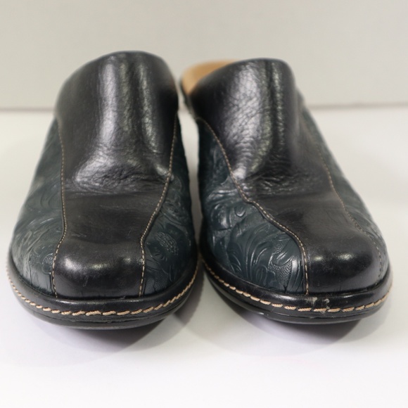 Sofft Blue Black Leather Mules Shoes Size 7M - Picture 4 of 8